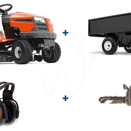 Husqvarna TC 138L tracteur tondeuse 97 cm avec remorque et casque FM