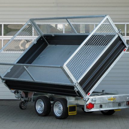 Remorque tribenne Humbaur HTK 3000.31 acier avec pompe électrique et rehausse grillagée 800 mm