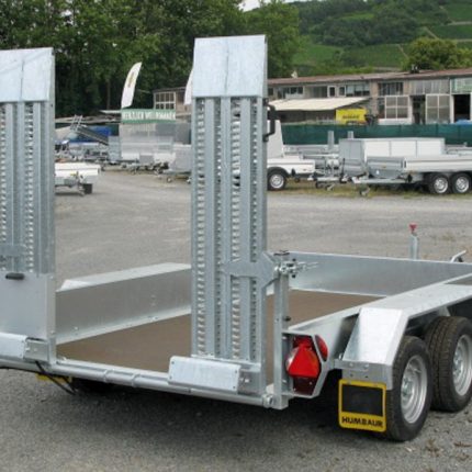 Remorque porte-engins Humbaur HS353016 avec 12 anneaux et rampes acier