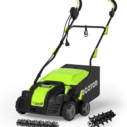 Scarificateur électrique 2 en 1 33 cm avec réglage de profondeur 4 positions et bac 55 L – image 1